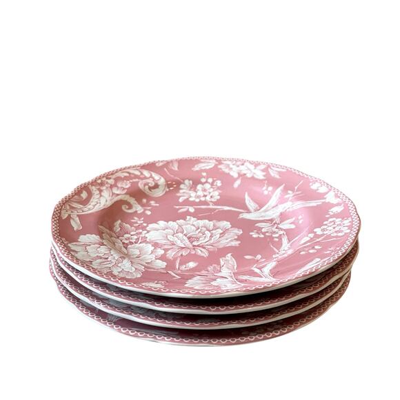222 Fifth Adelaide Blush Porcelain Salad Plates 8.5in Floral Set of 4 New - Picture 15 of 16